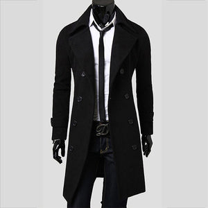 Double Breasted And Long Simple Coats - Luxurious Men's Woolen Coat