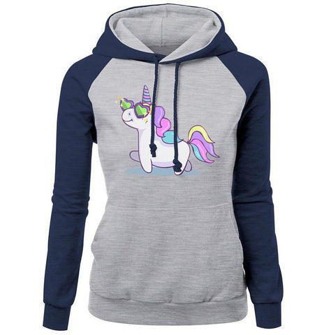 Image of Women Hoodies - Women Hoodie Series Cute Rainbow Unicorn Fleece Hoodie