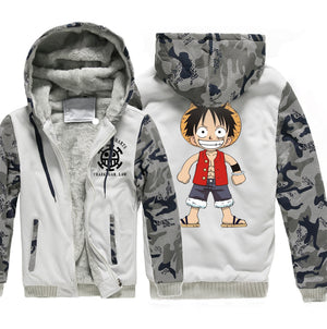 One Piece Jackets - Solid color One Piece Anime Series One Piece Luffy 3D Fleece Jacket
