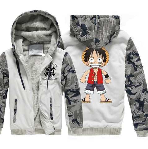 Image of One Piece Jackets - Solid color One Piece Anime Series One Piece Luffy 3D Fleece Jacket