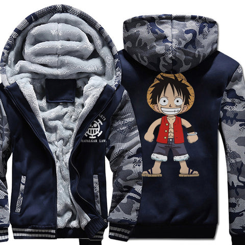 Image of One Piece Jackets - Solid color One Piece Anime Series One Piece Luffy 3D Fleece Jacket