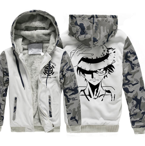 Image of One Piece Jackets - Solid Color One Piece Anime Series One Piece Anime Character Super Cool Fleece Jacket