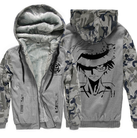 Image of One Piece Jackets - Solid Color One Piece Anime Series One Piece Anime Character Super Cool Fleece Jacket