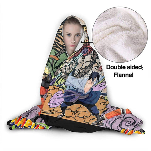 Image of Unisex Hooded Blanket - Naruto Flannel Throw Blanket