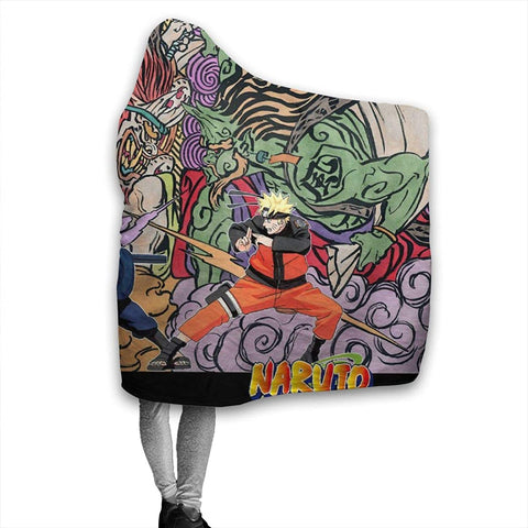 Image of Unisex Hooded Blanket - Naruto Flannel Throw Blanket