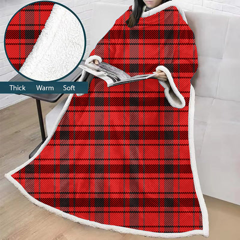 Image of 3D Digital Printed Blanket With Sleeves-Plaid Thickened Blanket Robe