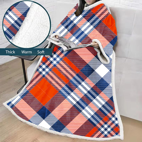 Image of 3D Digital Printed Blanket With Sleeves-Plaid Thickened Blanket Robe