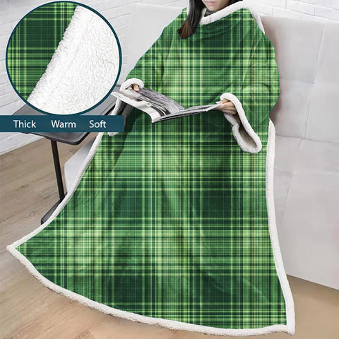 Image of 3D Digital Printed Blanket With Sleeves-Plaid Thickened Blanket Robe