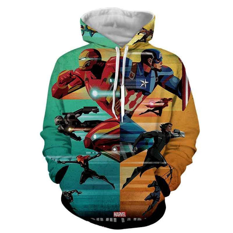 Image of The Avengers All Heros Hoodies - Pullover Blue Yellow Hoodie