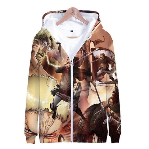 Image of Anime Attack on Titan Zip Hoodie - Shingeki No Kyojin Sweatshirt