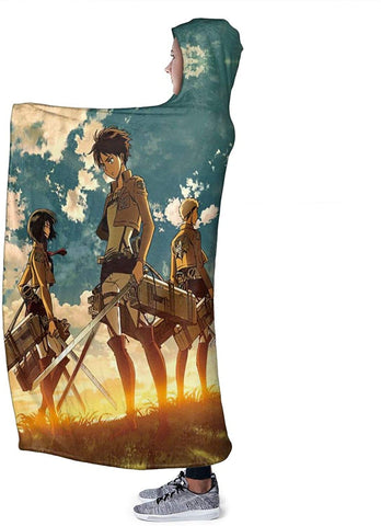 Image of Attack On Titan Hooded Blanket - Anime Blankets