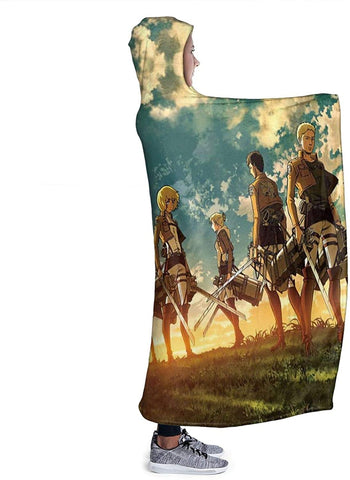 Image of Attack On Titan Hooded Blanket - Anime Blankets