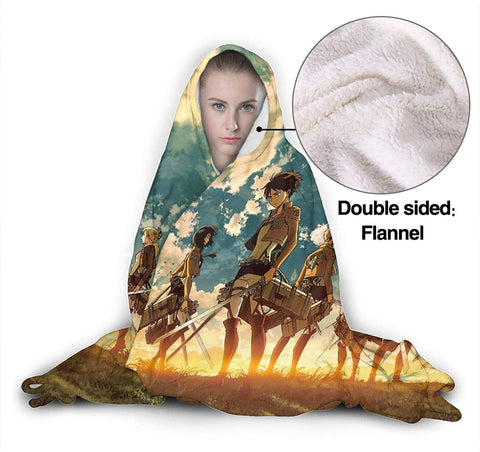 Image of Attack On Titan Hooded Blanket - Anime Blankets