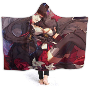 Anime Azur Lane Flannel Wearable Soft Warm Throw Hooded Blanket