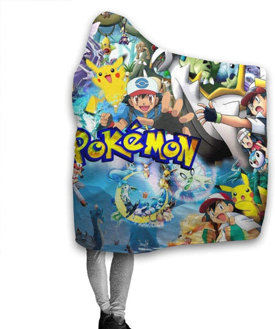 Image of Pokemon Anti-Pilling Hooded Blankets - Anime Fleece Throw Blankets Cloak