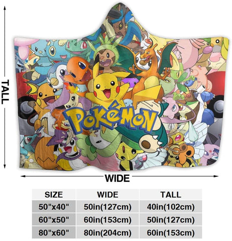 Image of Anime Pokemon Hooded Blankets - Anti-Pilling Fleece Blankets