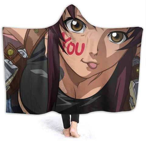 Image of Anime Black Lagoon Flannel Warm Throw Hooded Blanket