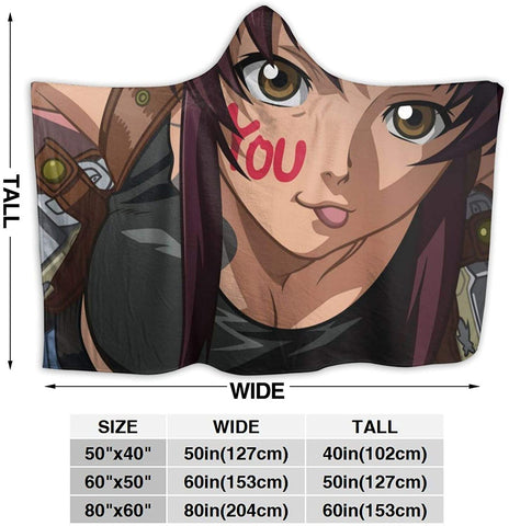 Image of Anime Black Lagoon Flannel Warm Throw Hooded Blanket