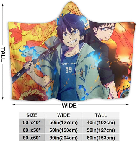 Image of Blue Exorcist Blanket - Anime Flannel Fleece Winter Travel Hooded Blanket