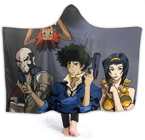 Image of Anime Cowboy Bebop Fleece Flannel Hooded Travel Blankets