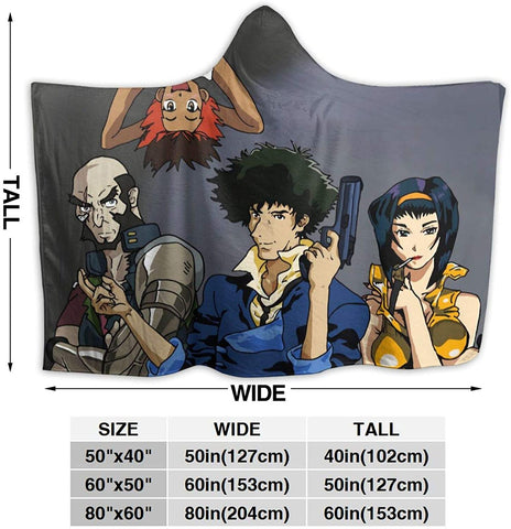 Image of Anime Cowboy Bebop Fleece Flannel Hooded Travel Blankets