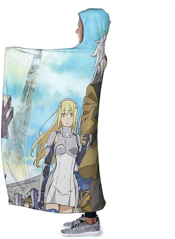 Image of Anime Danmachi Fleece Flannel Hooded Blankets