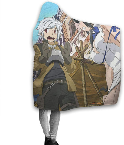 Image of Anime Danmachi Fleece Flannel Hooded Blankets