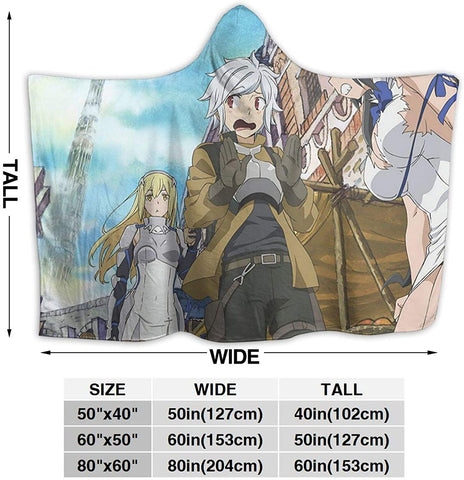 Image of Anime Danmachi Fleece Flannel Hooded Blankets