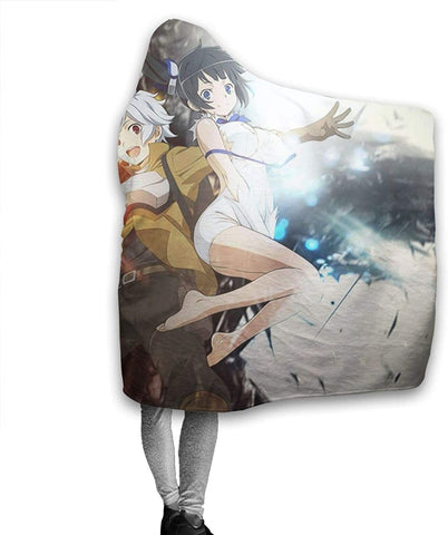 Image of Danmachi Hooded Blanket - Anime Flannel Fleece Winter Travel Blanket