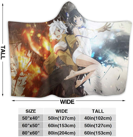 Image of Danmachi Hooded Blanket - Anime Flannel Fleece Winter Travel Blanket