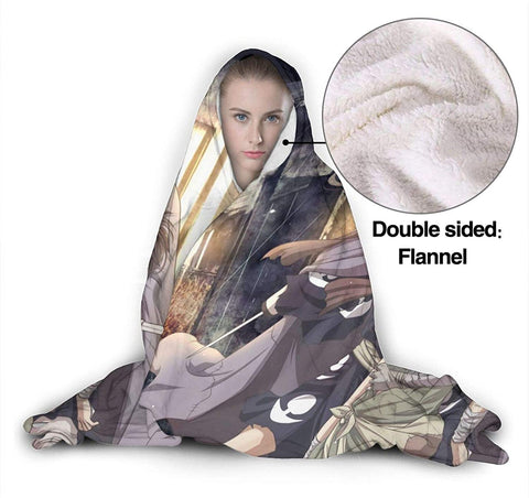 Image of Danmachi Hooded Blanket - Anime Flannel Fleece Winter Travel Blanket