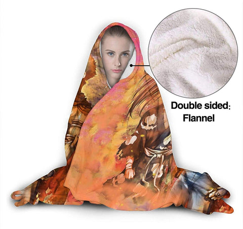 Image of Dororo Flannel Throw Blanket - Warm Fleece Hooded Blanket