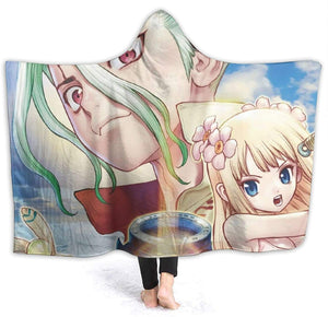 Anime Dr. Stone Flannel Hooded Blanket - Fleece Winter Travel Blanket