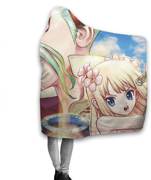 Anime Dr. Stone Flannel Hooded Blanket - Fleece Winter Travel Blanket