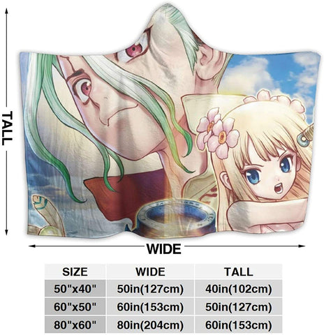 Image of Anime Dr. Stone Flannel Hooded Blanket - Fleece Winter Travel Blanket