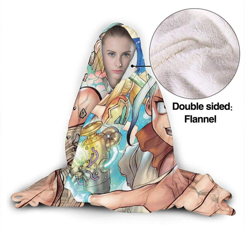 Image of Dr. Stone Warm Throw Winter Fleece Flannel Hooded Blanket