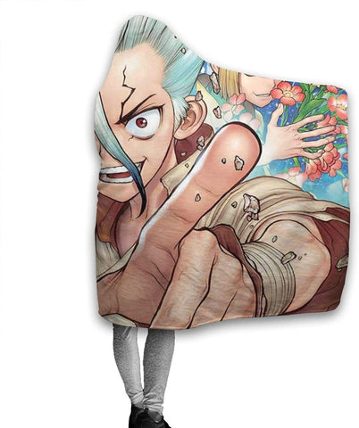 Image of Dr. Stone Warm Throw Winter Fleece Flannel Hooded Blanket