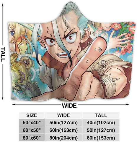 Image of Dr. Stone Warm Throw Winter Fleece Flannel Hooded Blanket