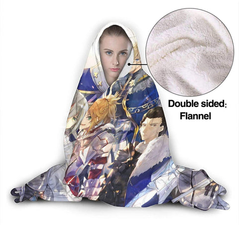 Image of Anime Fate Stay Night Fleece Blanket - Winter Travel Flannel Hooded Blanket
