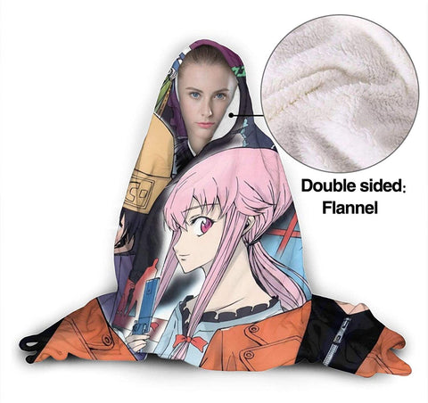 Image of Future Diary Fleece Hooded Blanket - Anime Printed Flannel Blanket