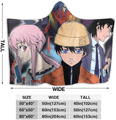 Image of Future Diary Fleece Hooded Blanket - Anime Printed Flannel Blanket