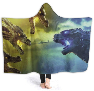 Anime Godzilla King of the Monsters Flannel Hooded Blanket