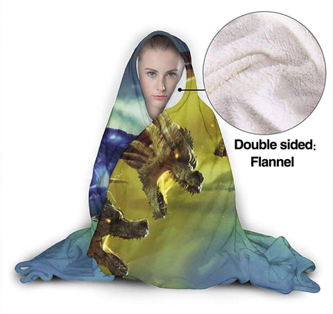 Anime Godzilla King of the Monsters Flannel Hooded Blanket