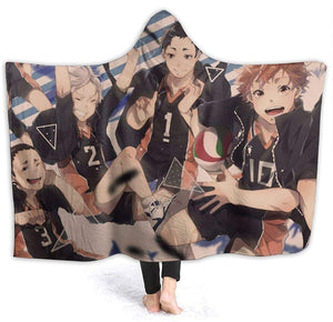 Haikyu!! Soft Hooded Blanket - Anime Wearable Throw Printed Blanket