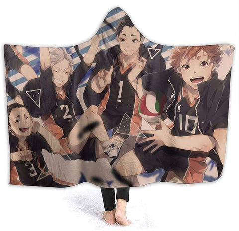 Image of Haikyu!! Soft Hooded Blanket - Anime Wearable Throw Printed Blanket