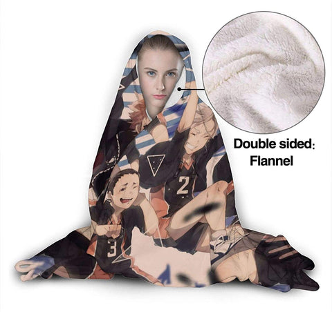 Image of Haikyu!! Soft Hooded Blanket - Anime Wearable Throw Printed Blanket