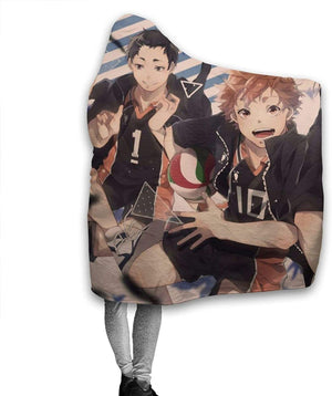 Haikyu!! Soft Hooded Blanket - Anime Wearable Throw Printed Blanket