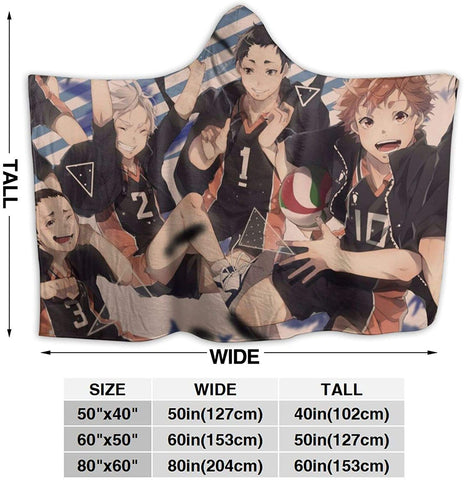 Image of Haikyu!! Soft Hooded Blanket - Anime Wearable Throw Printed Blanket