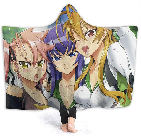 Image of Highschool of the Dead Fleece Flannel Blanket - Anime Hooded Blanket