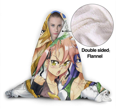 Image of Highschool of the Dead Fleece Flannel Blanket - Anime Hooded Blanket